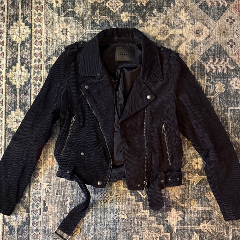 Navy Corduroy Biker Jacket